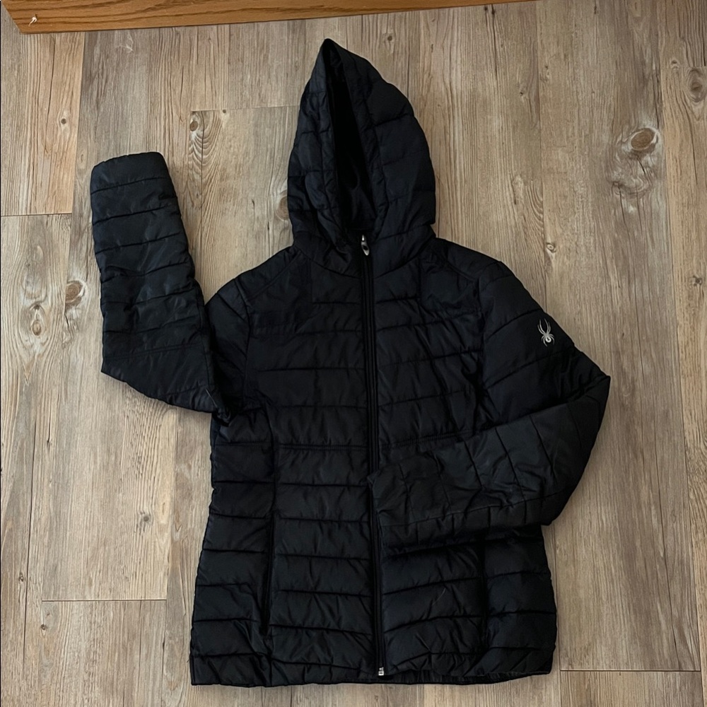 Spyder Women's Black Puffer Jacket Hooded Zip Pockets Style #72F66009-01